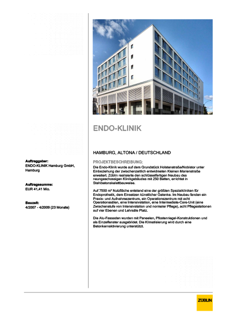Referenzblatt Endo-Klinik Hamburg